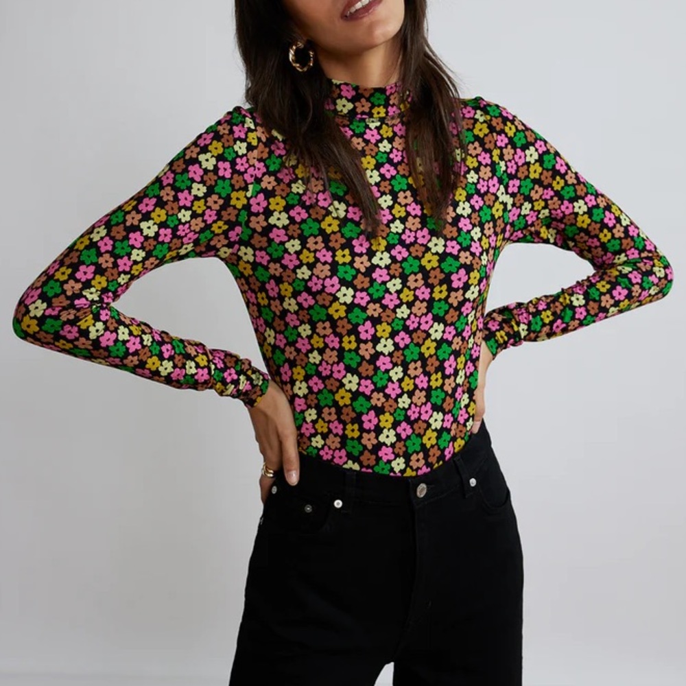 NWT - KITRI - Paige Multi Floral Jersey Top - XS